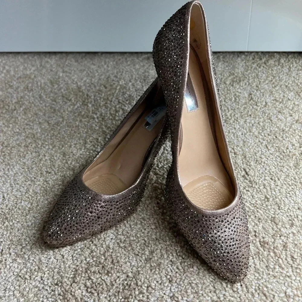 Women's I.N.C Rose Gold Sequin Studded Dress Heel Pumps Size 8.5